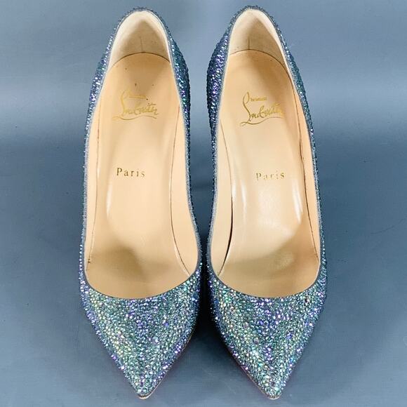 Size 9.5 Kate Strass Multi Color Red Suede Rhinestones Pointed Toe Pumps - Picture 4 of 10